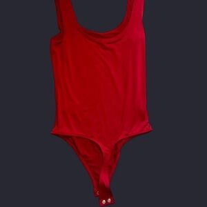 Express Red Scoop Neck Bodysuit